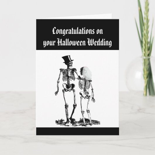Halloween Wedding Skeleton Paar Gefeliciteerd Kaart (Voorkant)