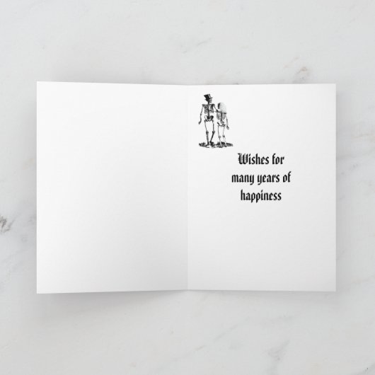 Halloween Wedding Skeleton Paar Gefeliciteerd Kaart (Binnen)