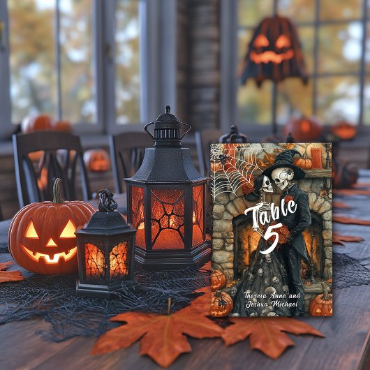 Halloween Wedding Skeletons Black Spiders Bat Kaart