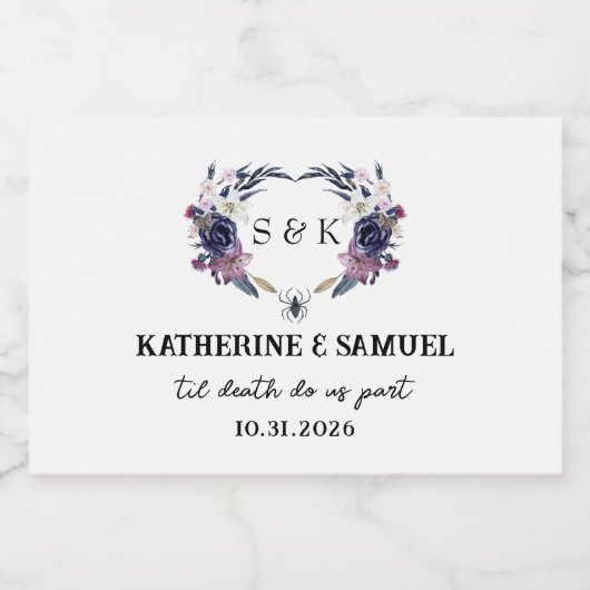 Halloween Wedding Sparkling Wijnetiket (Enkel label)