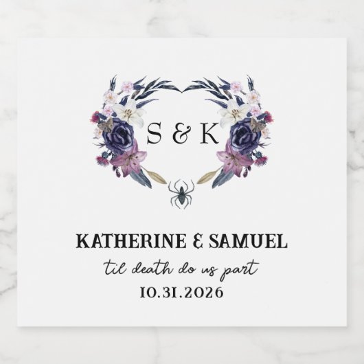 Halloween Wedding Sparkling Wijnetiket (Enkel label)