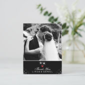 Halloween Wedding Spider Gothic Dank u Foto Briefkaart (Staand voorkant)