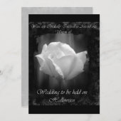 Halloween Wedding-White Rose Invitation Kaart (Voorkant / Achterkant)