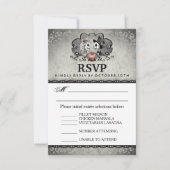 Halloween Wedding Zwart Grijs Matching Menu RSVP (Voorkant)