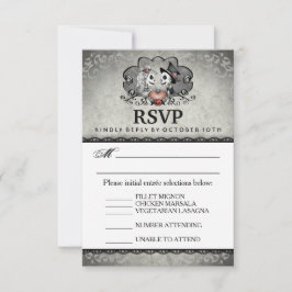 Halloween Wedding Zwart Grijs Matching Menu RSVP