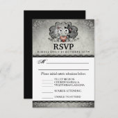 Halloween Wedding Zwart Grijs Matching Menu RSVP (Voorkant / Achterkant)