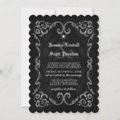Halloween Wedding Zwart Wit Gothic GESTREEPT TERUG Kaart (Voorkant)