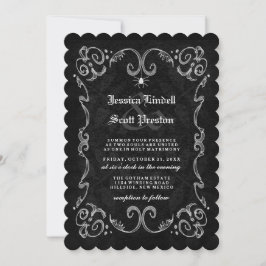 Halloween Wedding Zwart Wit Gothic GESTREEPT TERUG Kaart