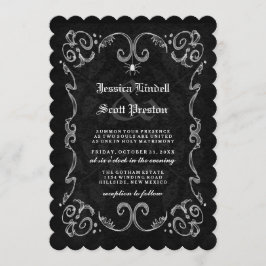 Halloween Wedding Zwart Wit Gothic GESTREEPT TERUG Kaart