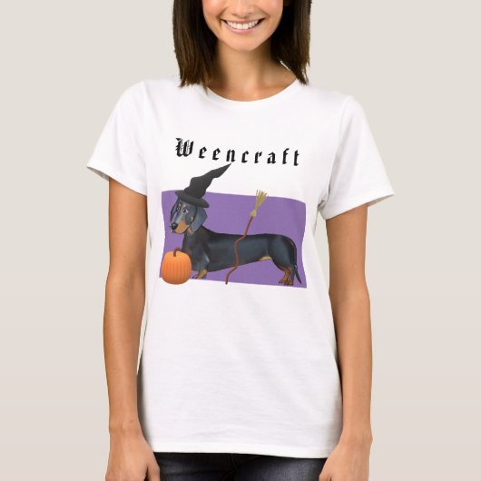 Halloween | Weencraft Dachshund Witch Funny T-shirt (Voorkant)