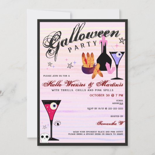 Halloween Weenies & Martinis Griezelnacht voor spo Kaart (Voorkant)