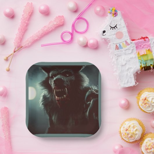 Halloween - Weerwolf 2 Papieren Bordje (Feest)