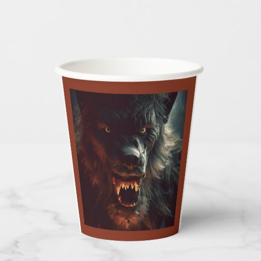 Halloween - Weerwolf 3 Papieren Bekers (Voorkant)