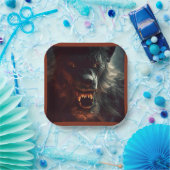 Halloween - Weerwolf 3 Papieren Bordje (Feest)