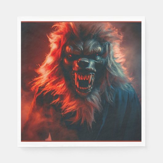 Halloween - Weerwolf 4 Servet (Voorkant)