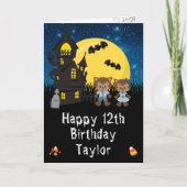 Halloween Weerwolf Blauw Gelukkige Verjaardag Kaart (Voorkant)