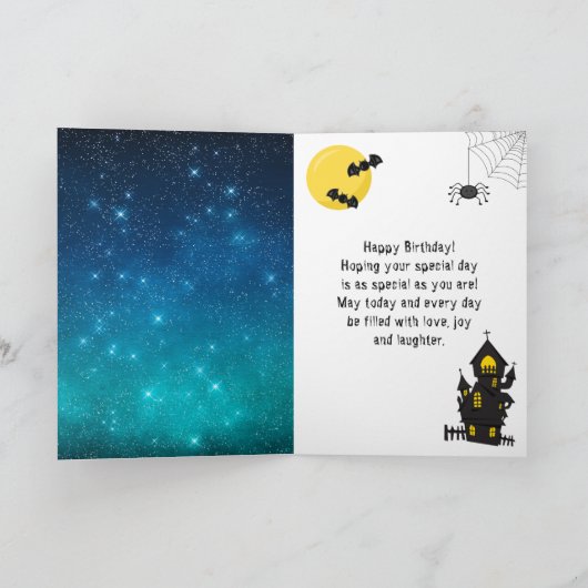 Halloween Weerwolf Blauw Gelukkige Verjaardag Kaart (Binnen)