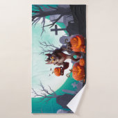 Halloween weerwolf en pompoenen badhanddoek (Badhanddoek)