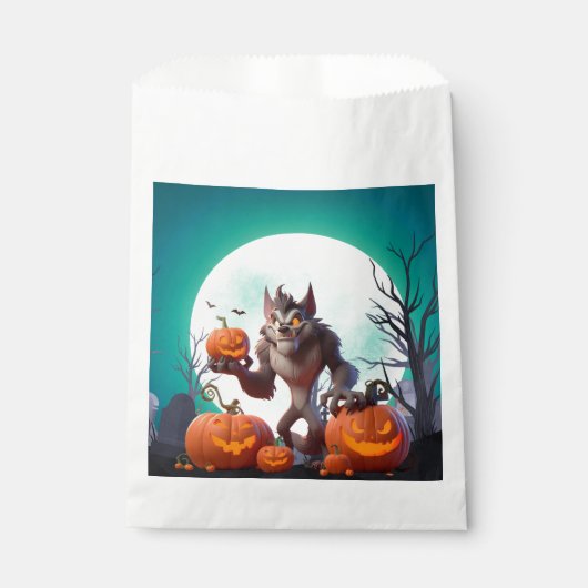 Halloween weerwolf en pompoenen bedankzakje (Voorkant)