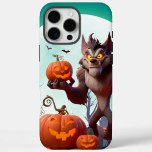 Halloween weerwolf en pompoenen iPhone 16 pro max hoesje