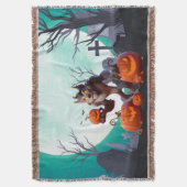 Halloween weerwolf en pompoenen deken (Voorkant Verticaal)