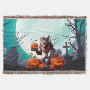 Halloween weerwolf en pompoenen deken