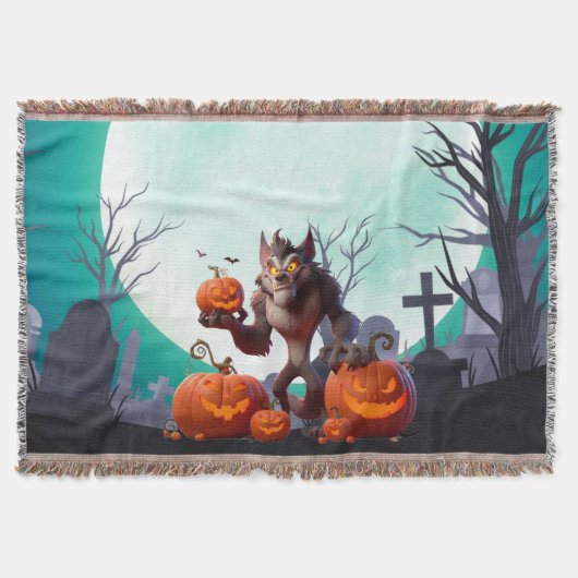 Halloween weerwolf en pompoenen deken (Voorkant)