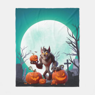 Halloween weerwolf en pompoenen fleece deken