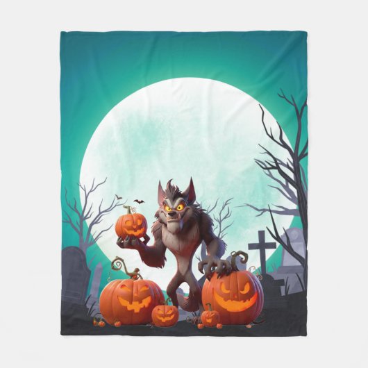Halloween weerwolf en pompoenen fleece deken (Voorkant)