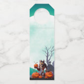 Halloween weerwolf en pompoenen flessenhanger (Voorkant)