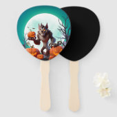 Halloween weerwolf en pompoenen handwaaier (Voorkant en achterkant)