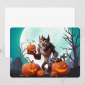 Halloween weerwolf en pompoenen kaart (Voorkant / Achterkant)