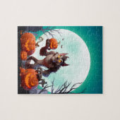 Halloween weerwolf en pompoenen legpuzzel (Horizontaal)