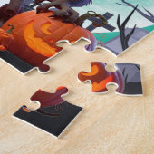 Halloween weerwolf en pompoenen legpuzzel (Zijkant)