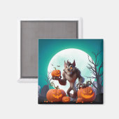Halloween weerwolf en pompoenen magneet (Voorkant / Achterkant)