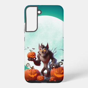 Halloween weerwolf en pompoenen samsung galaxy hoesje