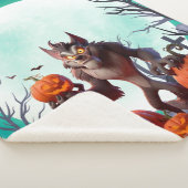 Halloween weerwolf en pompoenen sherpa deken (3/4)