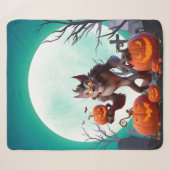 Halloween weerwolf en pompoenen sherpa deken (Voorkant (horizontaal))