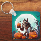 Halloween weerwolf en pompoenen sleutelhanger (Voorkant)