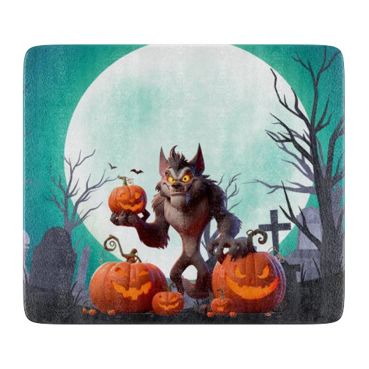 Halloween weerwolf en pompoenen snijplank (Voorkant)
