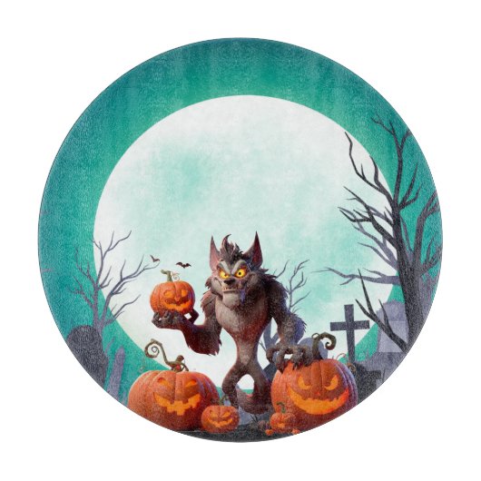 Halloween weerwolf en pompoenen snijplank (Voorkant)