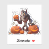 Halloween weerwolf en pompoenen sticker (Vel)
