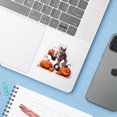Halloween weerwolf en pompoenen sticker (Laptop met iPhone)