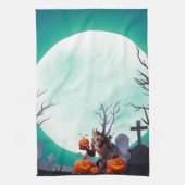 Halloween weerwolf en pompoenen theedoek (Verticaal)