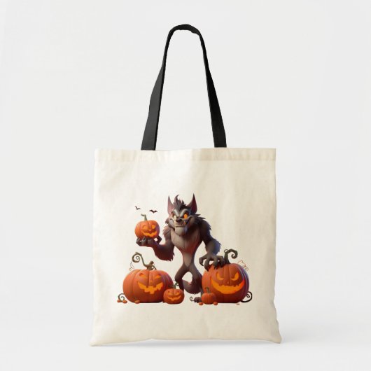 Halloween weerwolf en pompoenen tote bag (Voorkant)