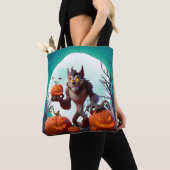 Halloween weerwolf en pompoenen tote bag (Dichtbij)