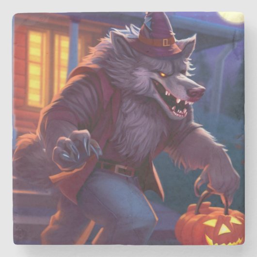 Halloween/weerwolf/herfst/herfst Stenen Onderzetter (Voorkant)