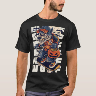 Halloween Weerwolf Op Skateboard Grappig T-Shirt