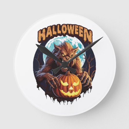 Halloween Weerwolf Ronde Klok (Voorkant)