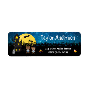 Halloween Weerwolf Spoken Huis Blauw Etiket